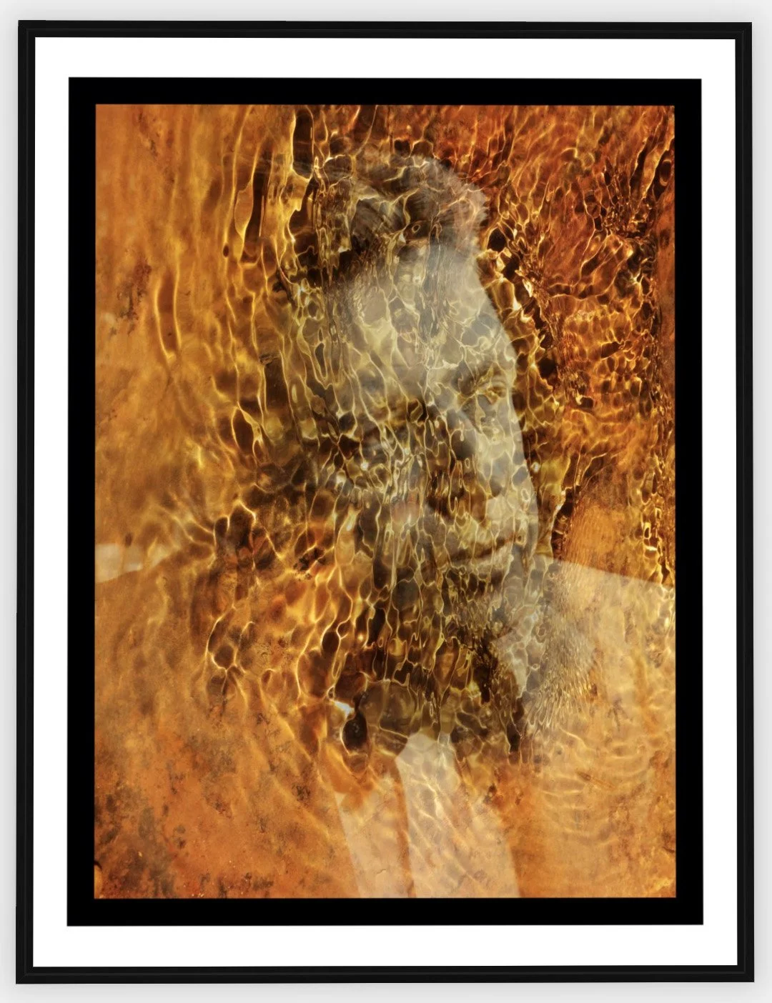 #645 "Alfred in Thought" ©2025 RG Vargo PhotoMontage Art. 32.5" x 42.5" signed Black framed canvas print.