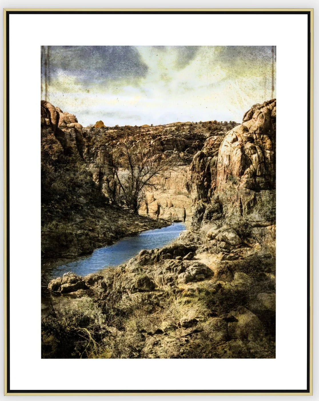 #827 "Watson Life" ©2025 RG Vargo PhotoMontage Art. 39.5" x 49.5" signed Gold framed canvas print