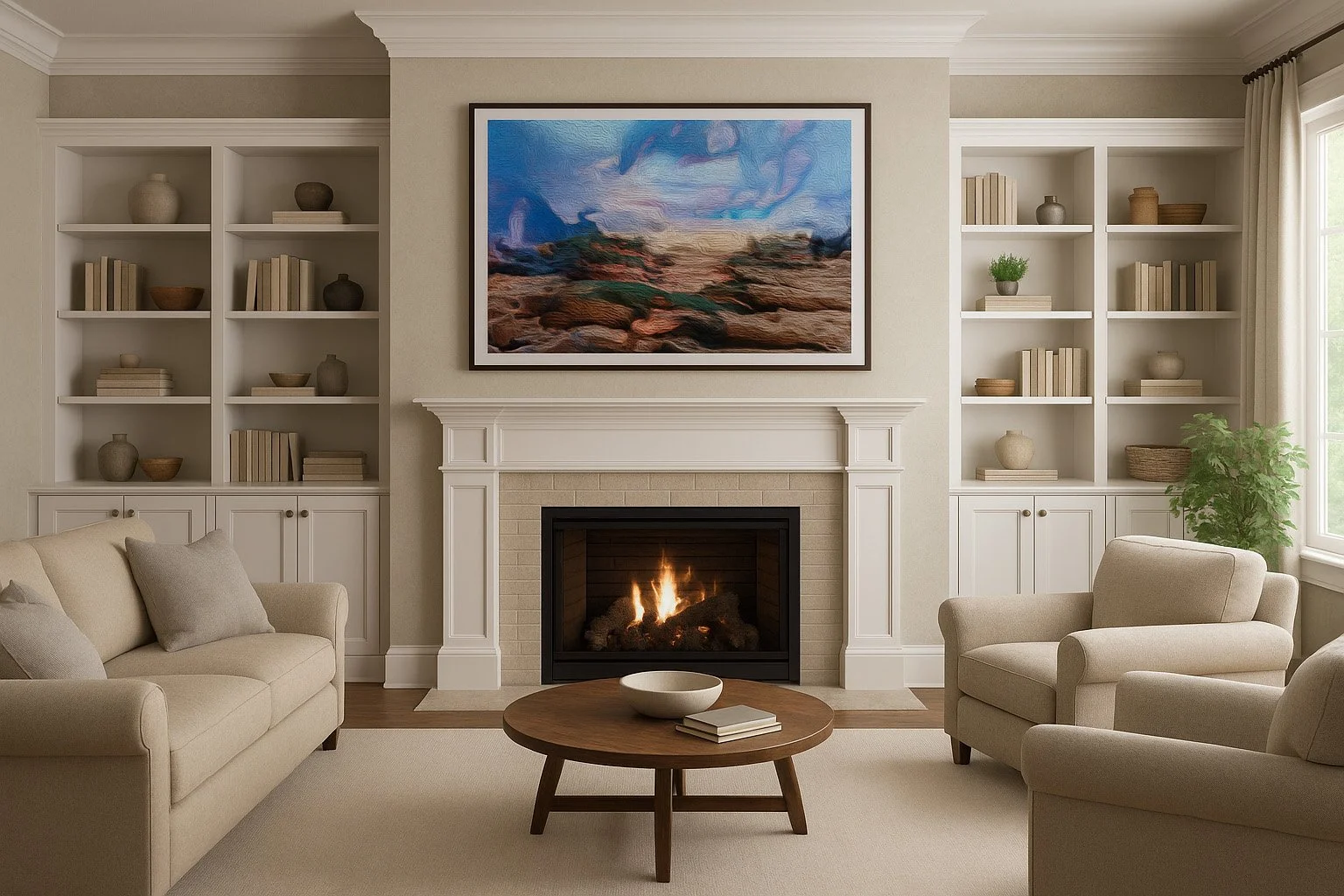 Please note, this scene has been AI created for example purposes only. Size and composition of the PhotoMontage may vary from the product being sold.