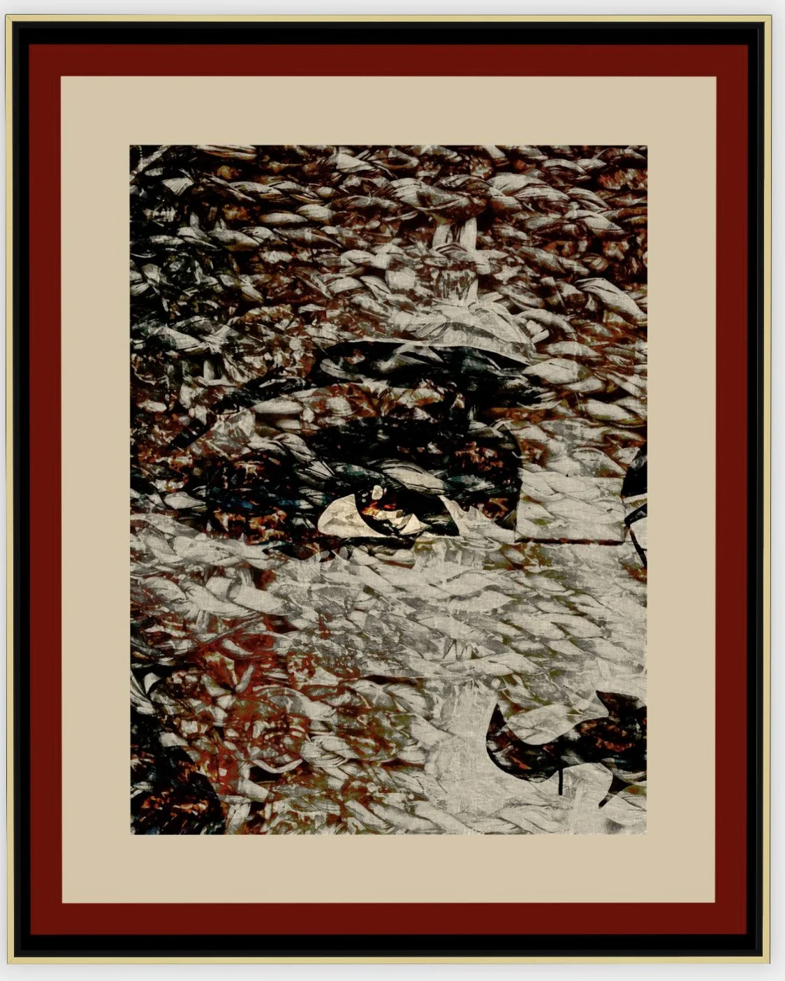 #643 "Eye of Will" ©2025 RG Vargo PhotoMontage Art. 41.5" x 51.5" signed Gold framed canvas print.