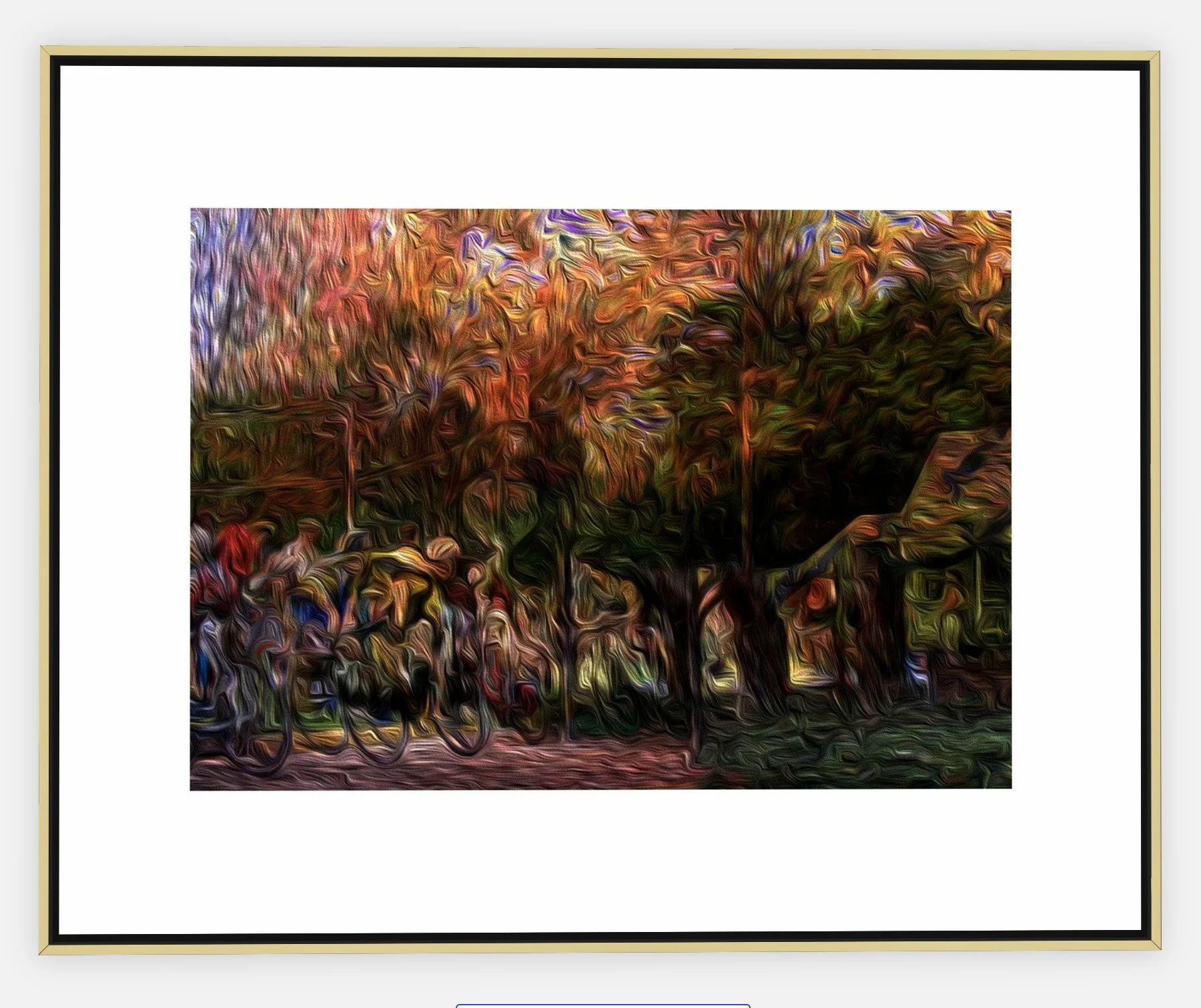 #502 "Racing the Ribbon Forest" ©2025 RG Vargo PhotoMontage Art.  41.5" x 33.5" signed Gold framed canvas print. $650