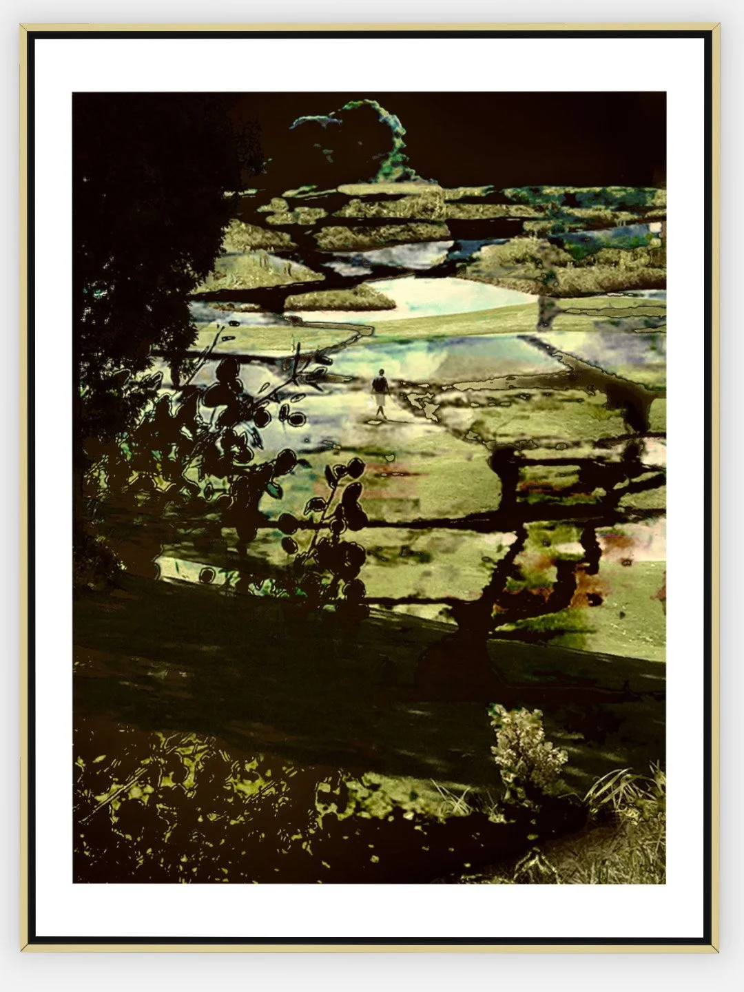 #1030 "Last in the Greens" ©2025 RG Vargo PhotoMontage Art. 33.5" x 44.5" signed Gold framed canvas print.