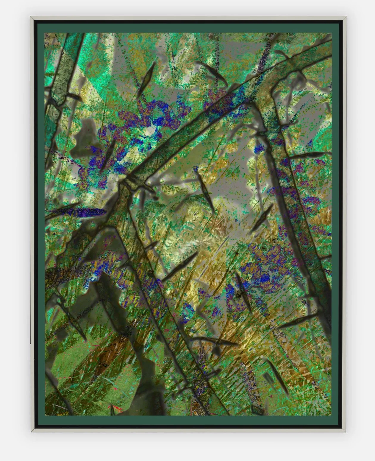 #1102 "Escape" ©2025 RG Vargo PhotoMontage Art. 31.5" x 41.5" signed Silver framed canvas print. $725