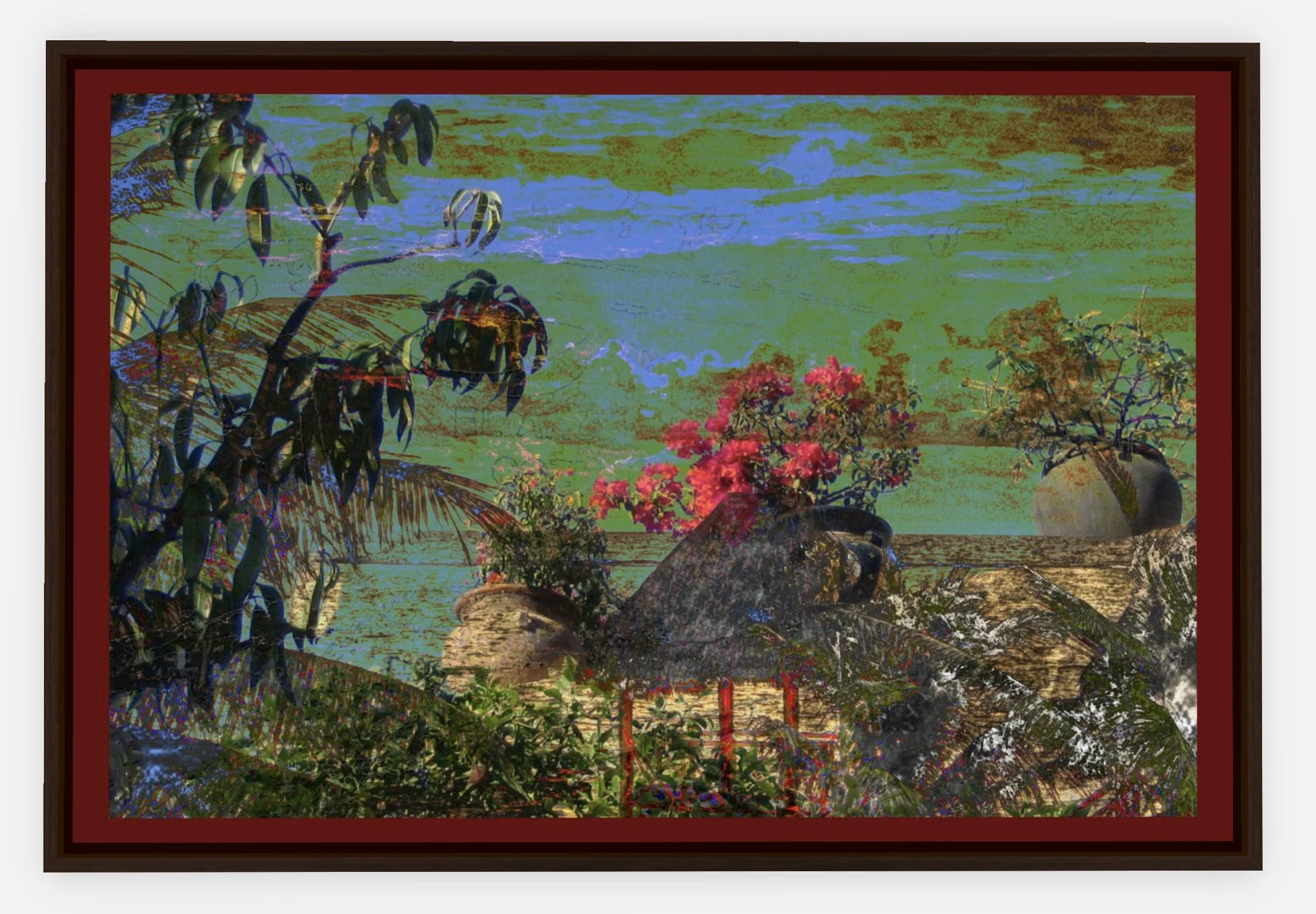 #426 "Out of Water" ©2025 RG Vargo PhotoMontage Art. 30" x 20" signed Espresso Wood framed canvas print. $425