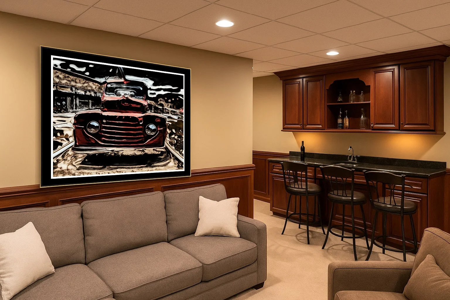 Please note, this scene has been AI created for example purposes only. Size and composition of the PhotoMontage may vary from the product being sold.