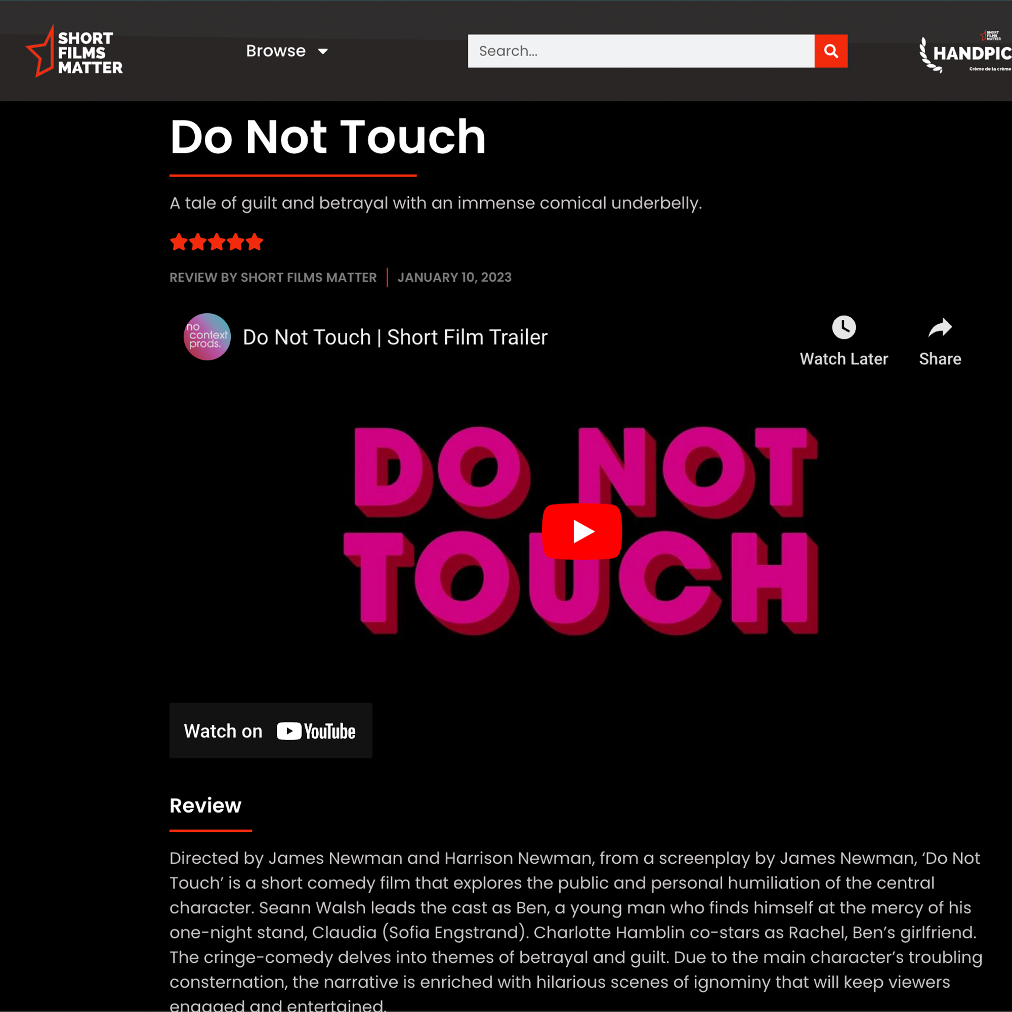 Do Not Touch Short Films Matter Review