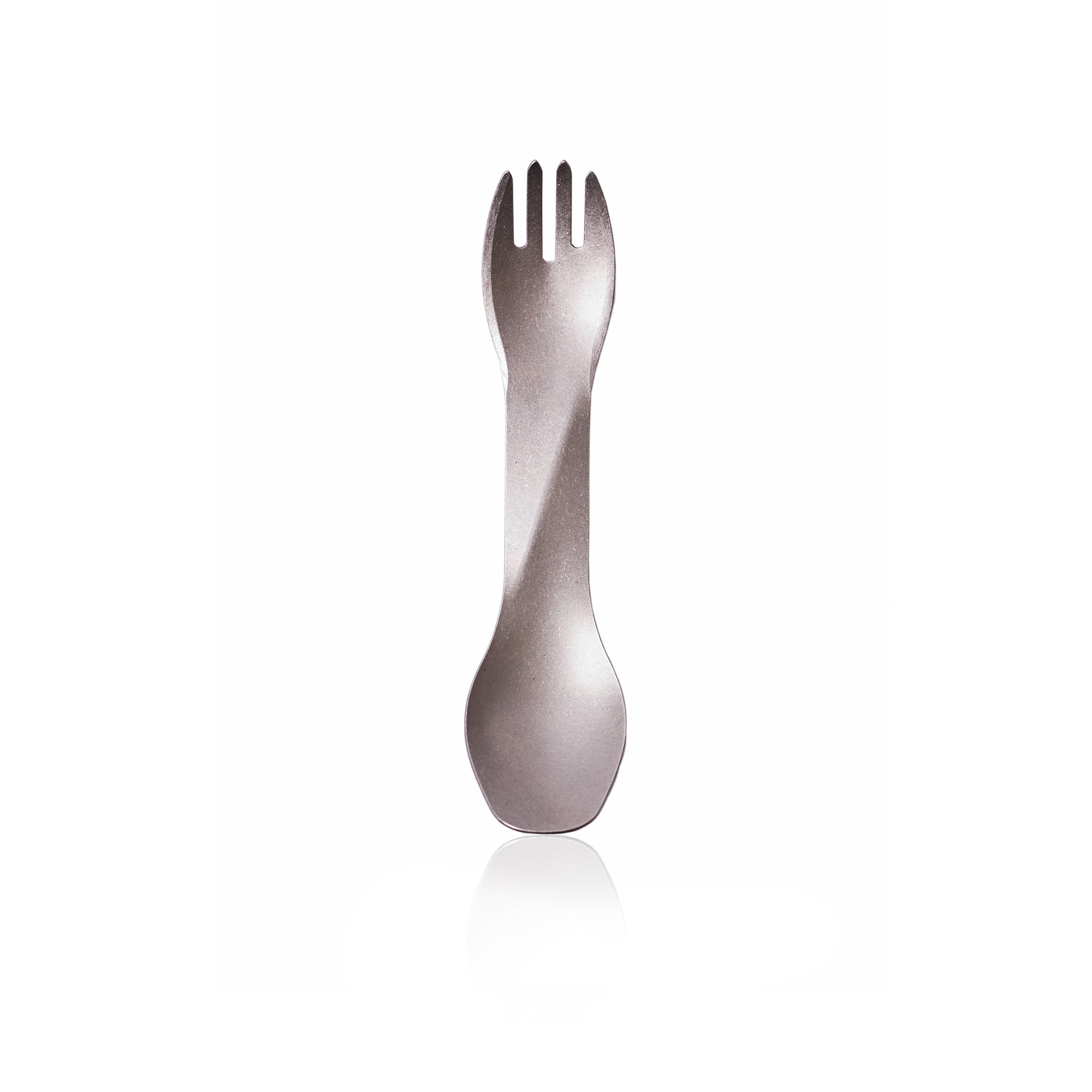 The civilized, miniature, combination fork and spoon (spork) -- the