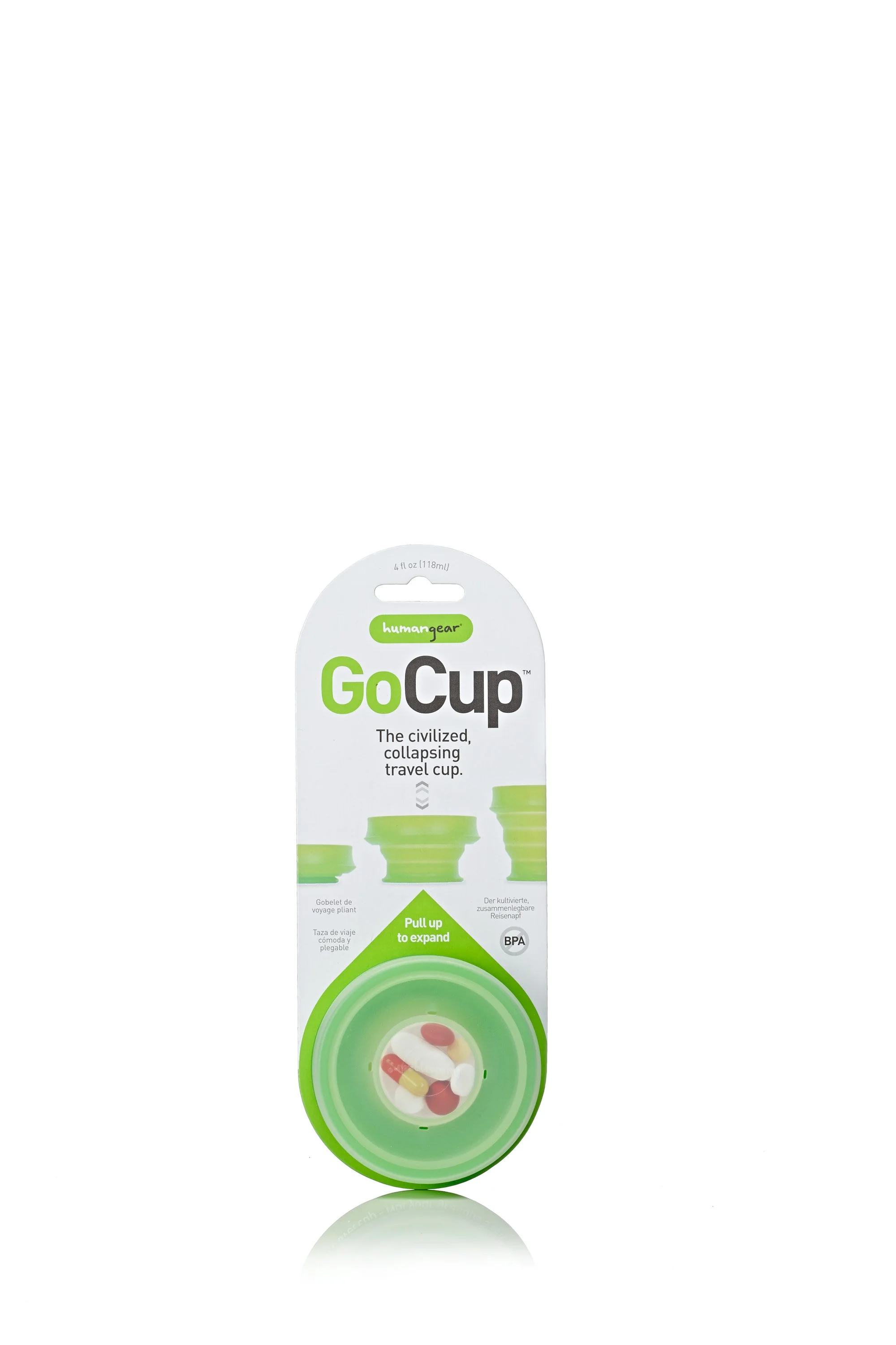 Humangear GoCup collapsible travel cup packaging