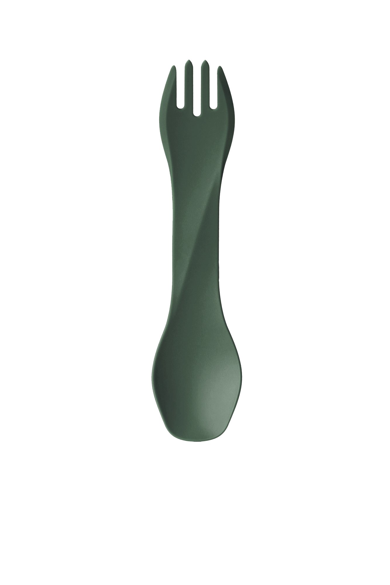 green spork on white background