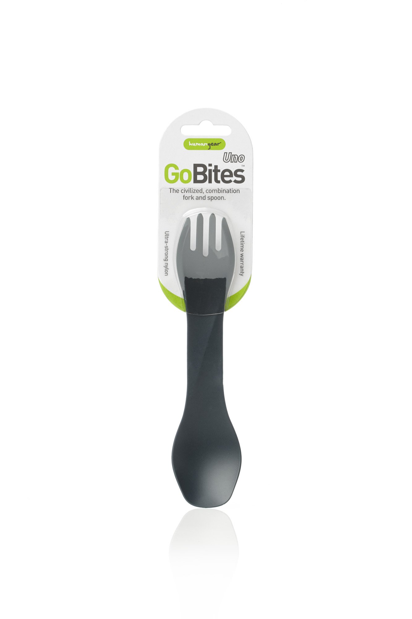 GoBites Uno combination fork and spoon in packaging
