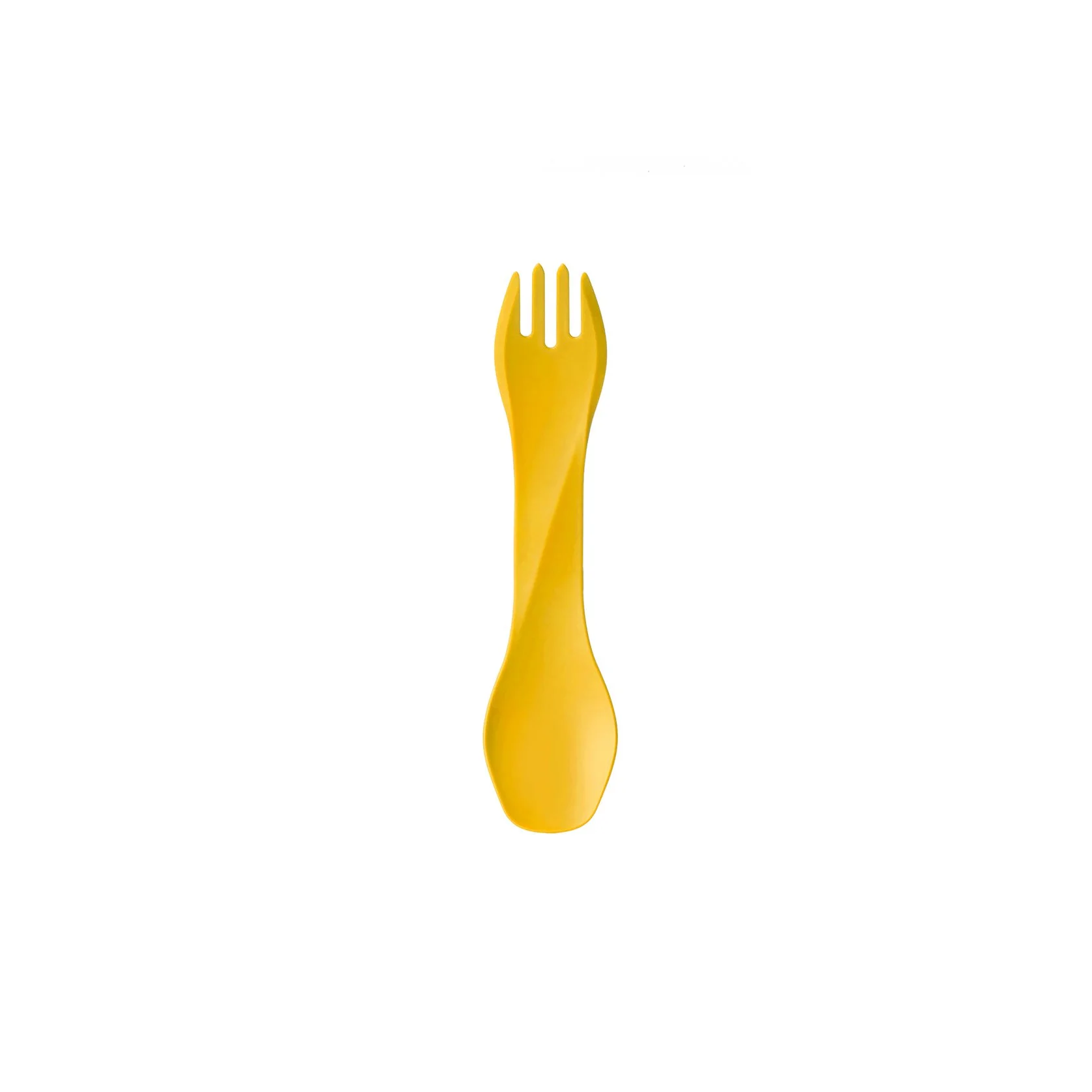 Yellow spork on a white background