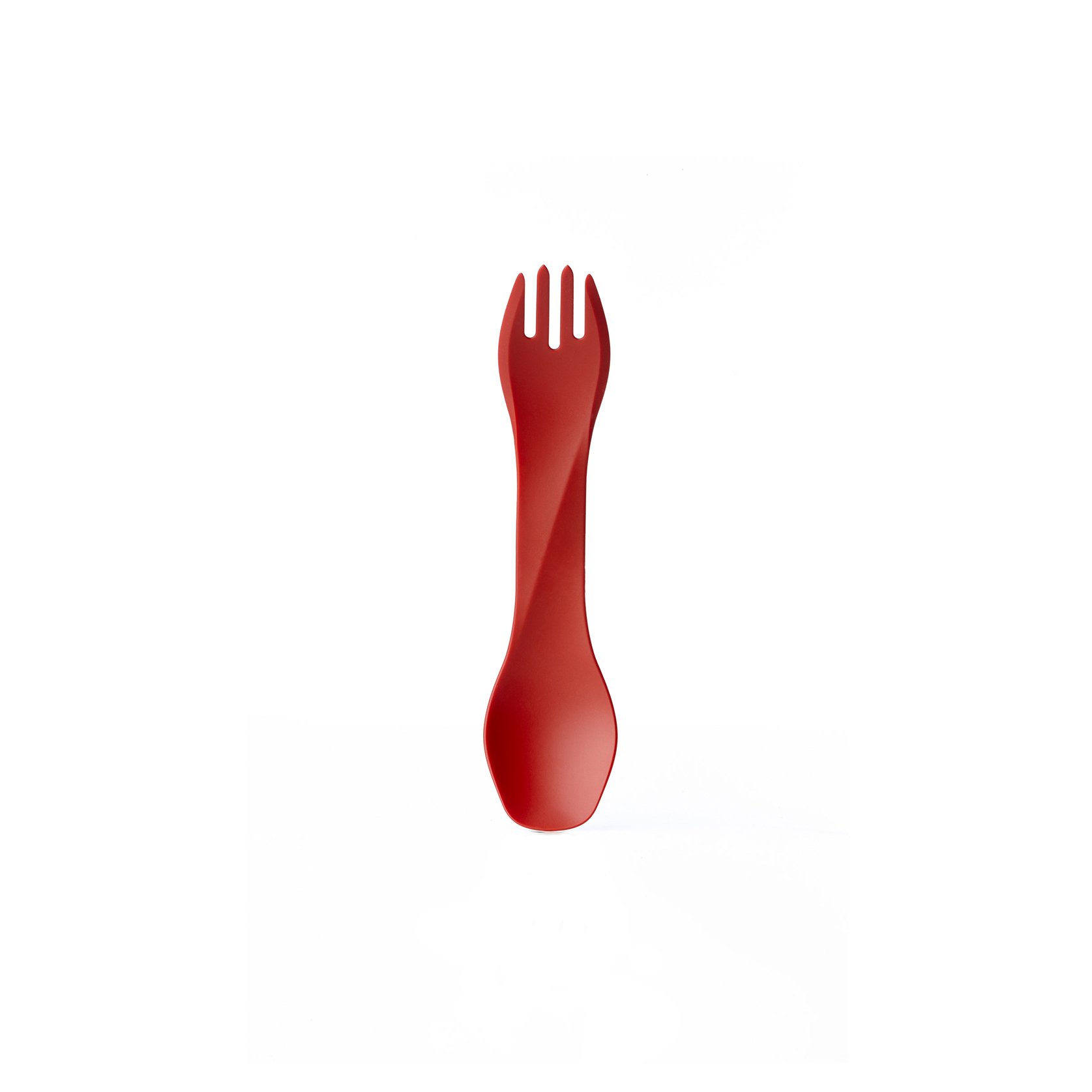 Red spork on white background