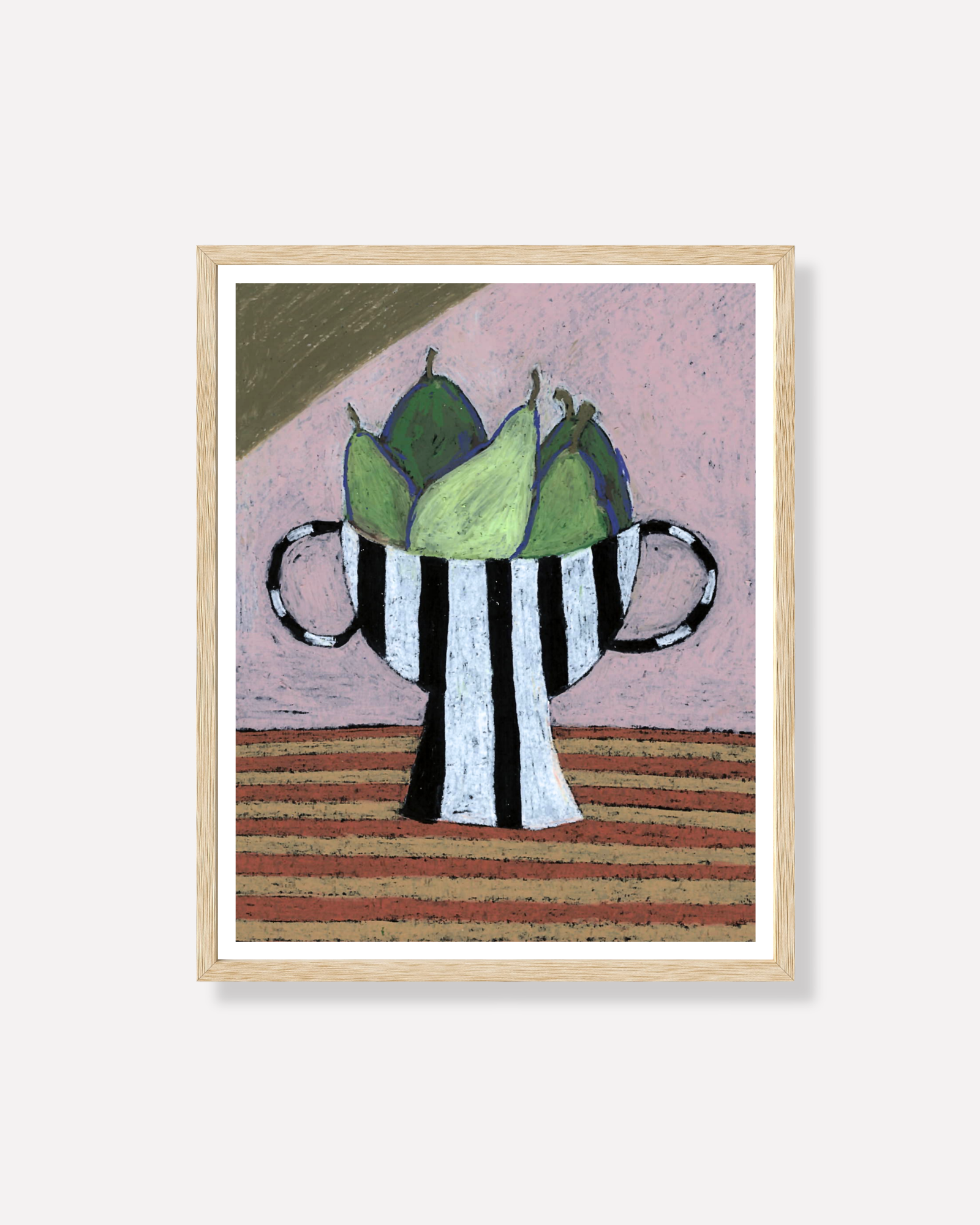 "Five Pears" — Still Life Oil Pastel Art Print