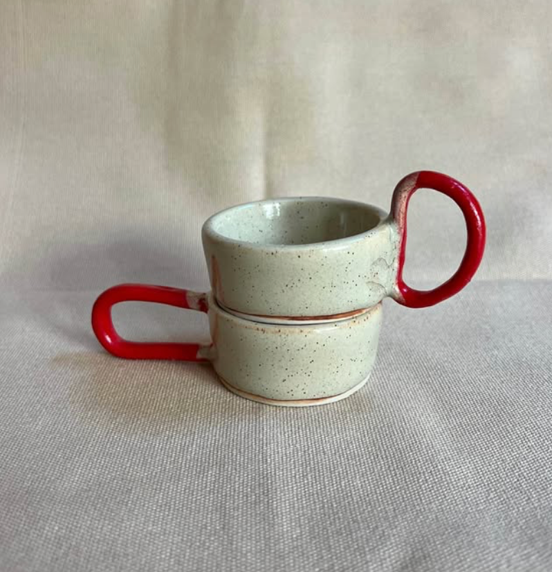 PRE-ORDER: Red + Beige Espresso Cup Set