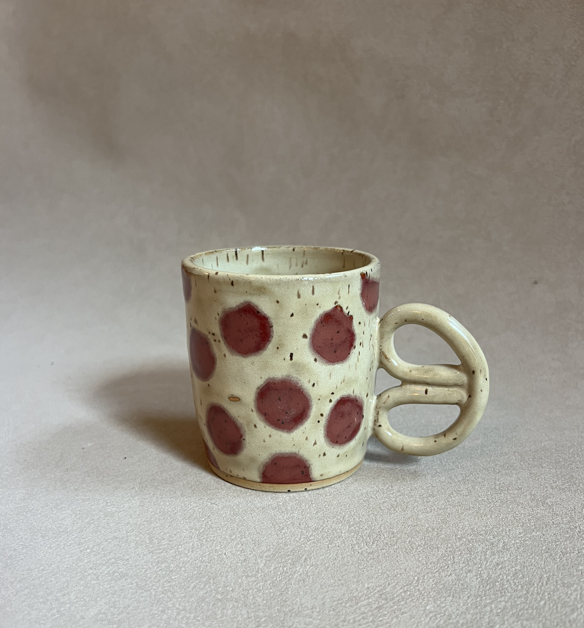 Red + Tan Poika Dot Mug