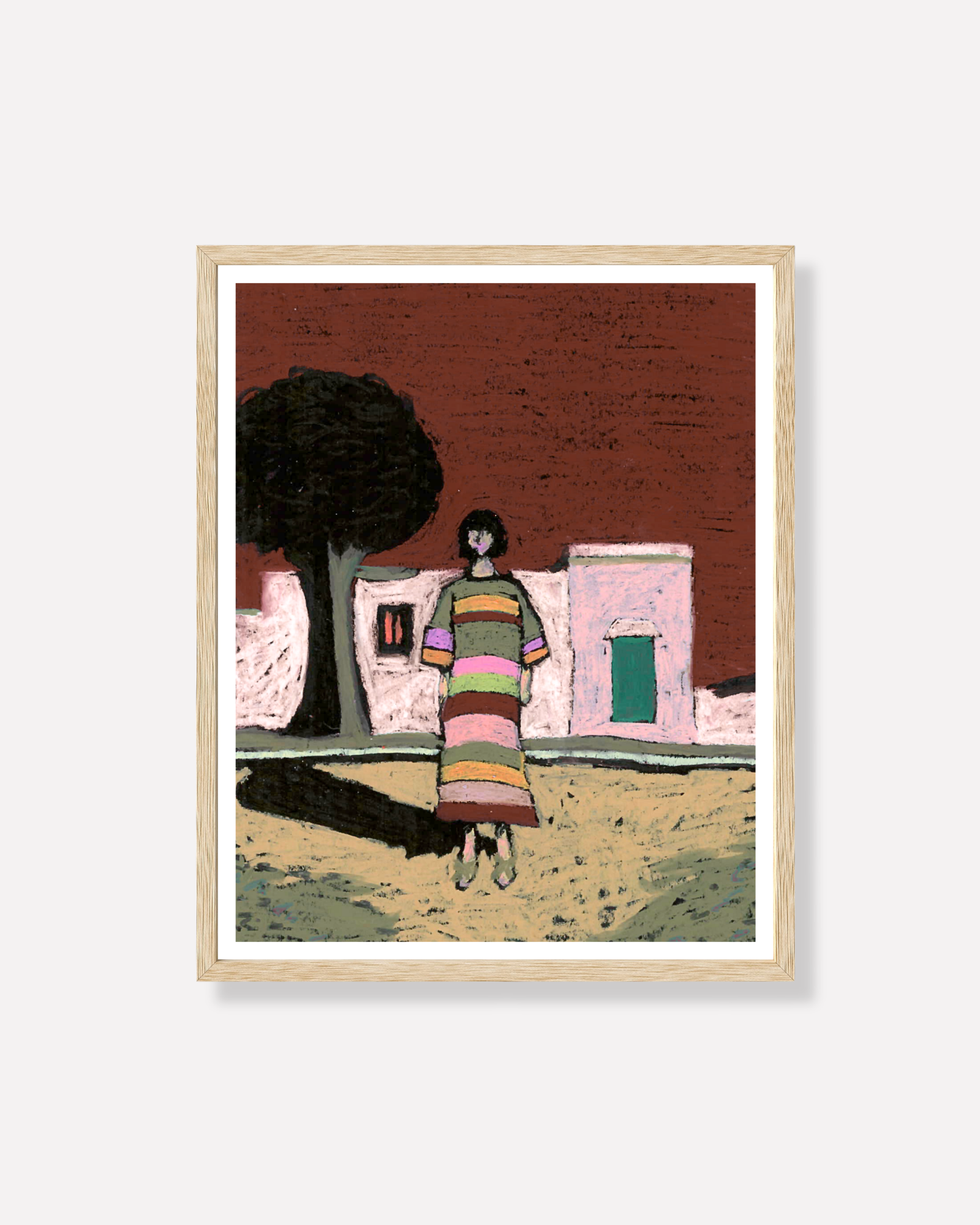 "Casa Rosa" — Still Life Oil Pastel Art Print