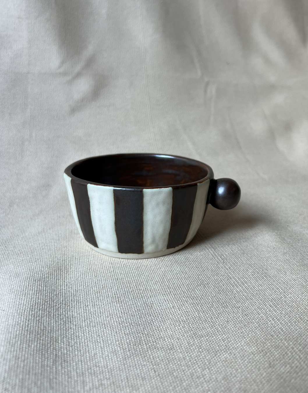 PRE-ORDER: Brown + White Striped Cappuccino Cup