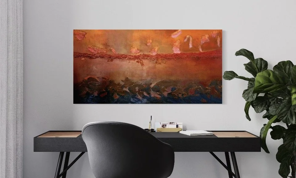 " Rising Sun 1  ".   2025 
Acrylic on canvas   24 x 48  inches.