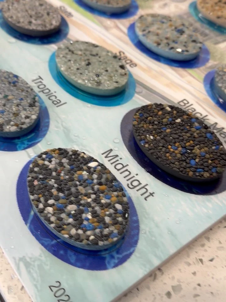2026 sample boards are looking fresh 😎🏊&zwj;♂️

Elevate your pool with one of our 4 premium plaster lines&mdash;Marbelite, Quartz, Pebble, or Pebble with Glass&mdash;featuring 56 stunning colour options to match your vision.

Ready to upgrade your 