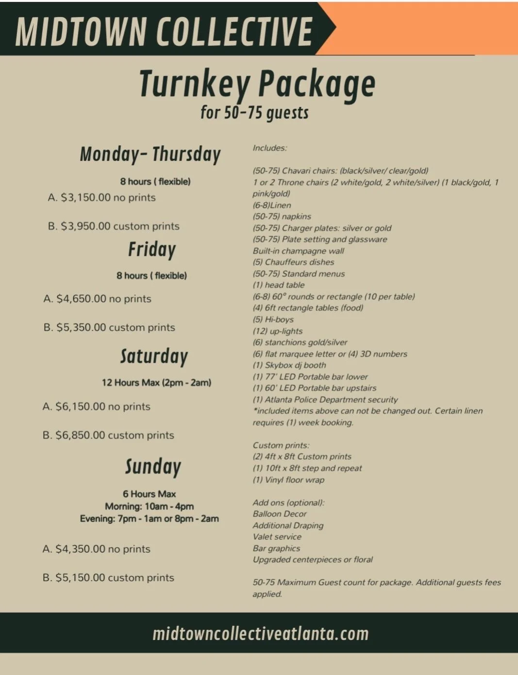 Event Space Packages