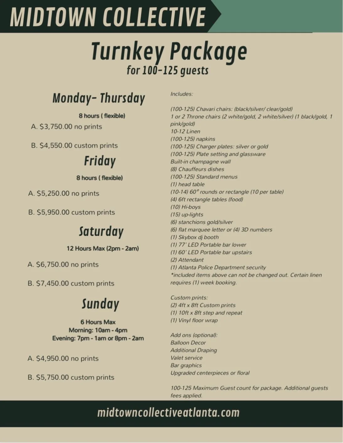 Event Space Packages