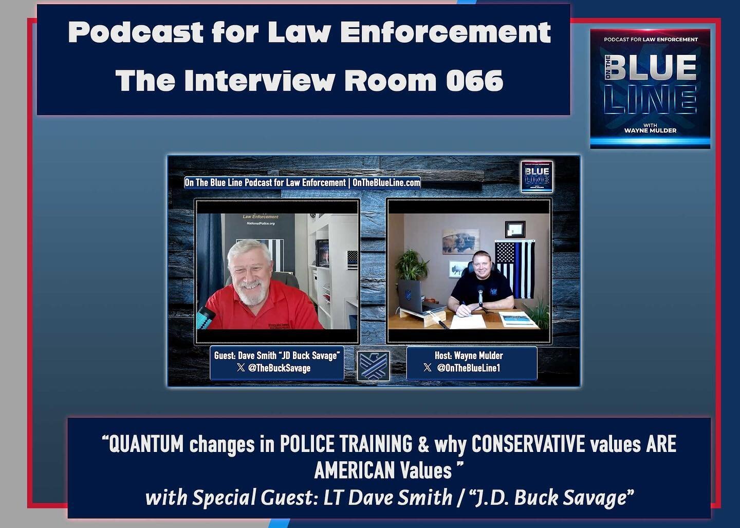🚨New Podcast🚨 
This week in The Interview Room with &ldquo;JD Buck Savage&rdquo;

A fun, important, and relevant conversation about Policing, Politics and American Principles.

Available everywhere you watch and listen to your podcasts, follow link