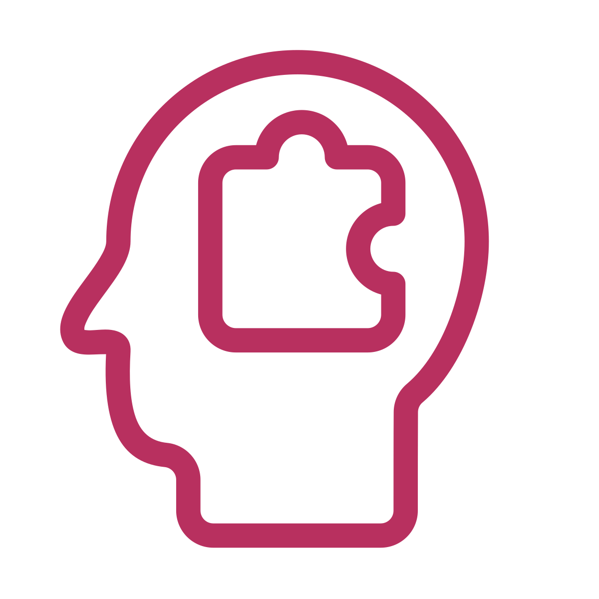 Outline of a human head with a pill or tablet inside