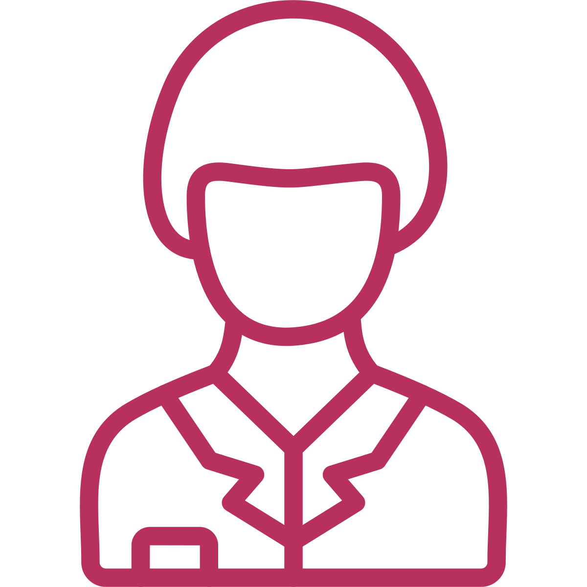 Outline of a woman with shoulder-length hair wearing a blazer.