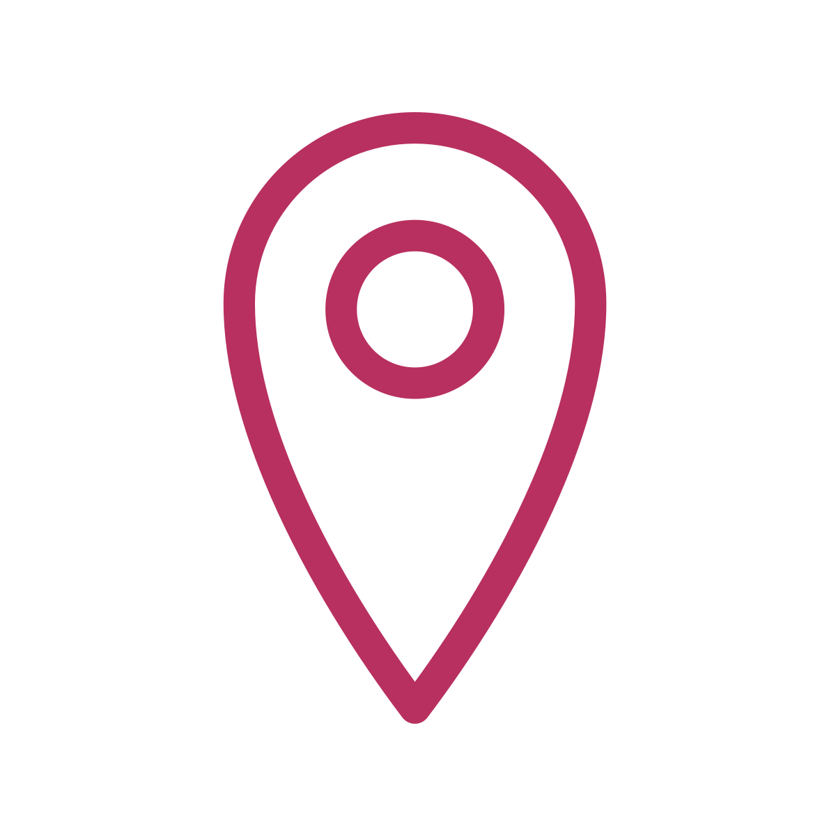 Simple pink location pin icon on a black background.