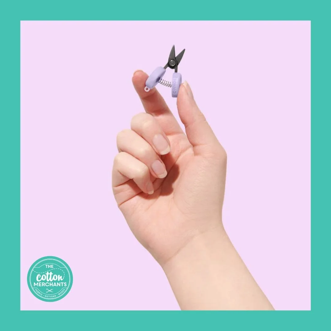 SOHMO Matchbook Scissors are new to The Cotton Merchants - instore and the website.  SOHMO Matchbox Scissors are tiny little squeeze scissors only 46mm from the tip of the blade to the end of the handles.  Designed for quickly trimming threads while 