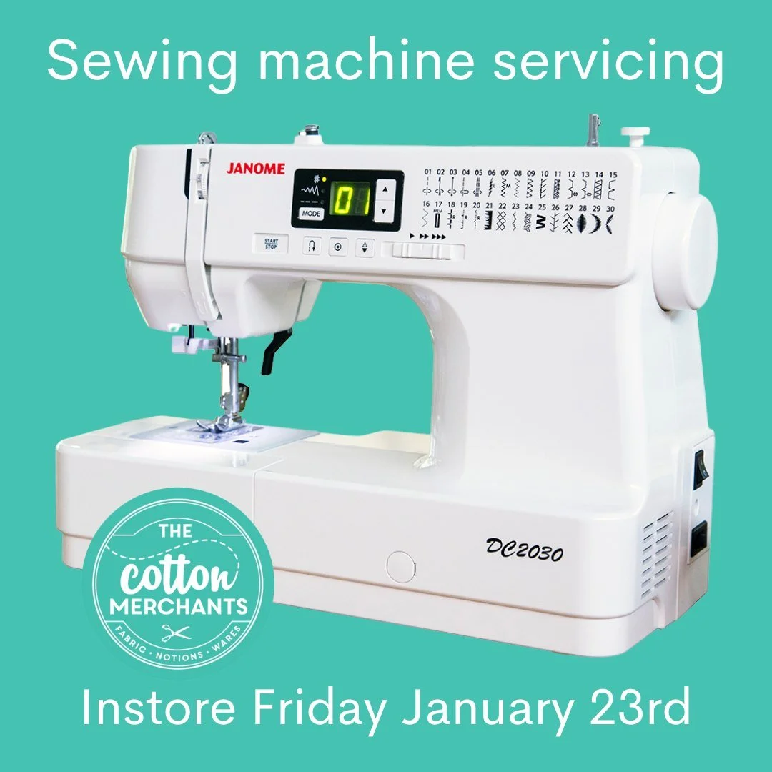 Does your sewing machine need a service? Our sewing machine service technician will be at The Cotton Merchants this Friday January 23rd.  You can deliver your machine to the store anytime up until Friday morning. Call on 02 6947 1175, message us or e