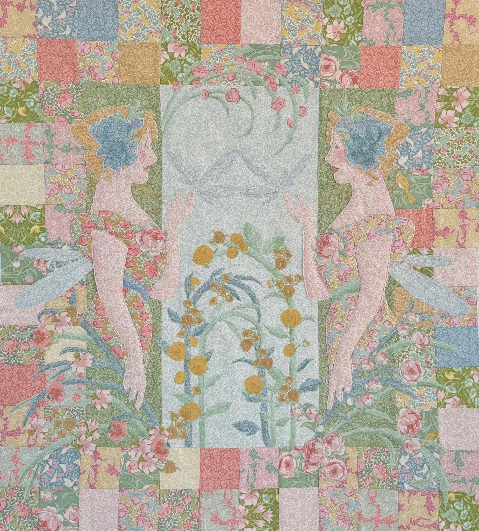 On the eve of the launch of the beautiful new Tilda 'Songbird' collection The Cotton Merchants are offering inspiration with a sneak peek of 'Songbird Sirens'. This design is a raw-edge applique wall-hanging based on the woman depicted in Tilda's 'Au