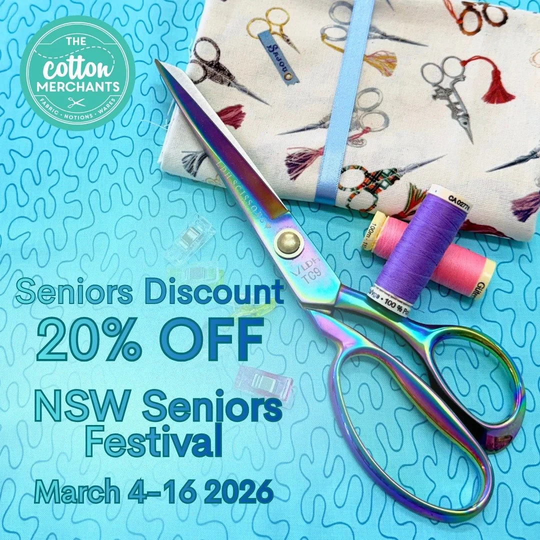 In line with NSW Seniors Festival 2026 we are celebrating our seniors by offering them a 20% discount instore to acknowledge the importance of creativity and community as we age.  This opportunity will run from March 2 - 16.
The Cotton Merchants
37 W