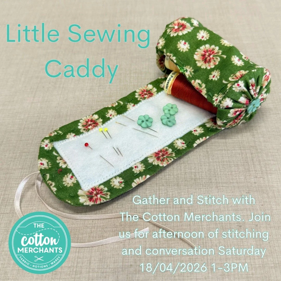 Make a Little Sewing Caddy with us. Perfect for keeping small scissors, thread and needles safe.  Enjoy making and being creative in a friendly environment. 
We will gather at The Pizzeria at 1pm and on arrival you will receive your caddy kit. The af