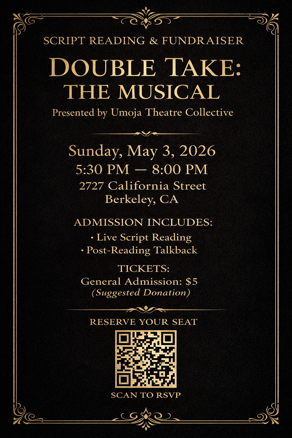 Script Reading &amp; Fundraiser: Double Take: The Musical