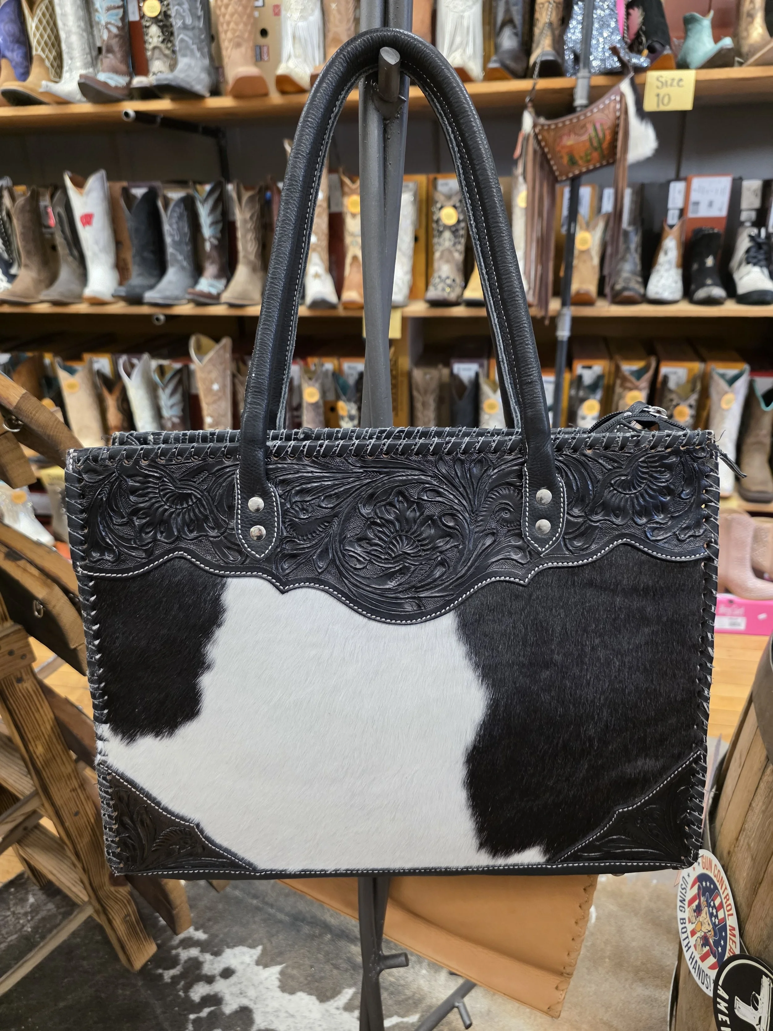Black And White Cowhide Tote