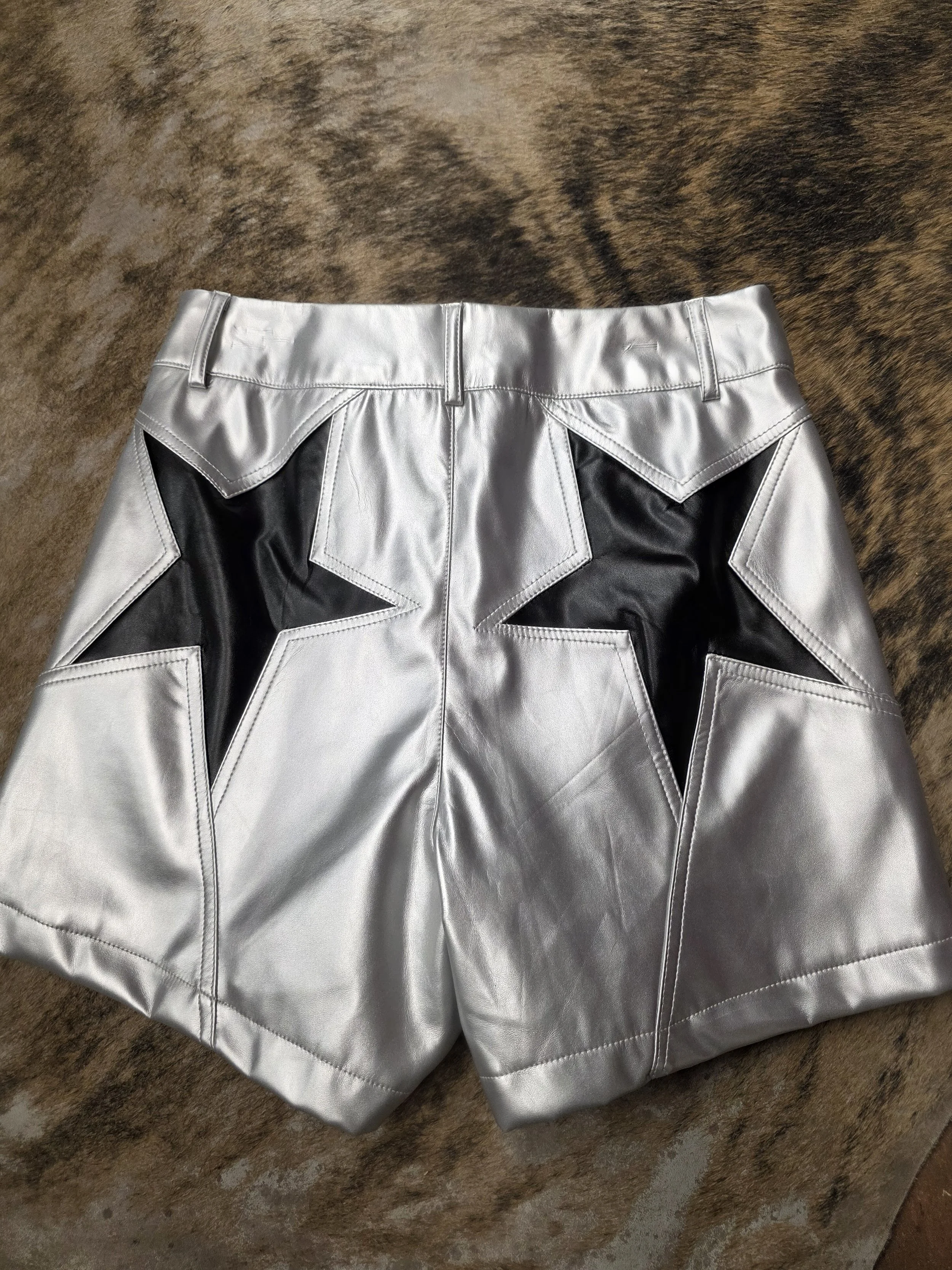 Silver Shorts With Black Stars