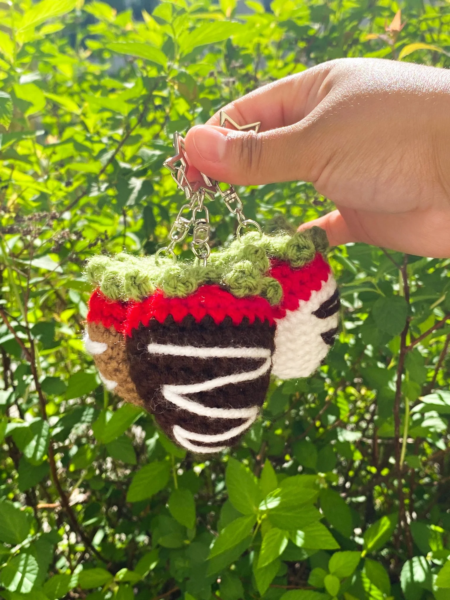 Crochet Chocolate Covered Strawberry Keychains