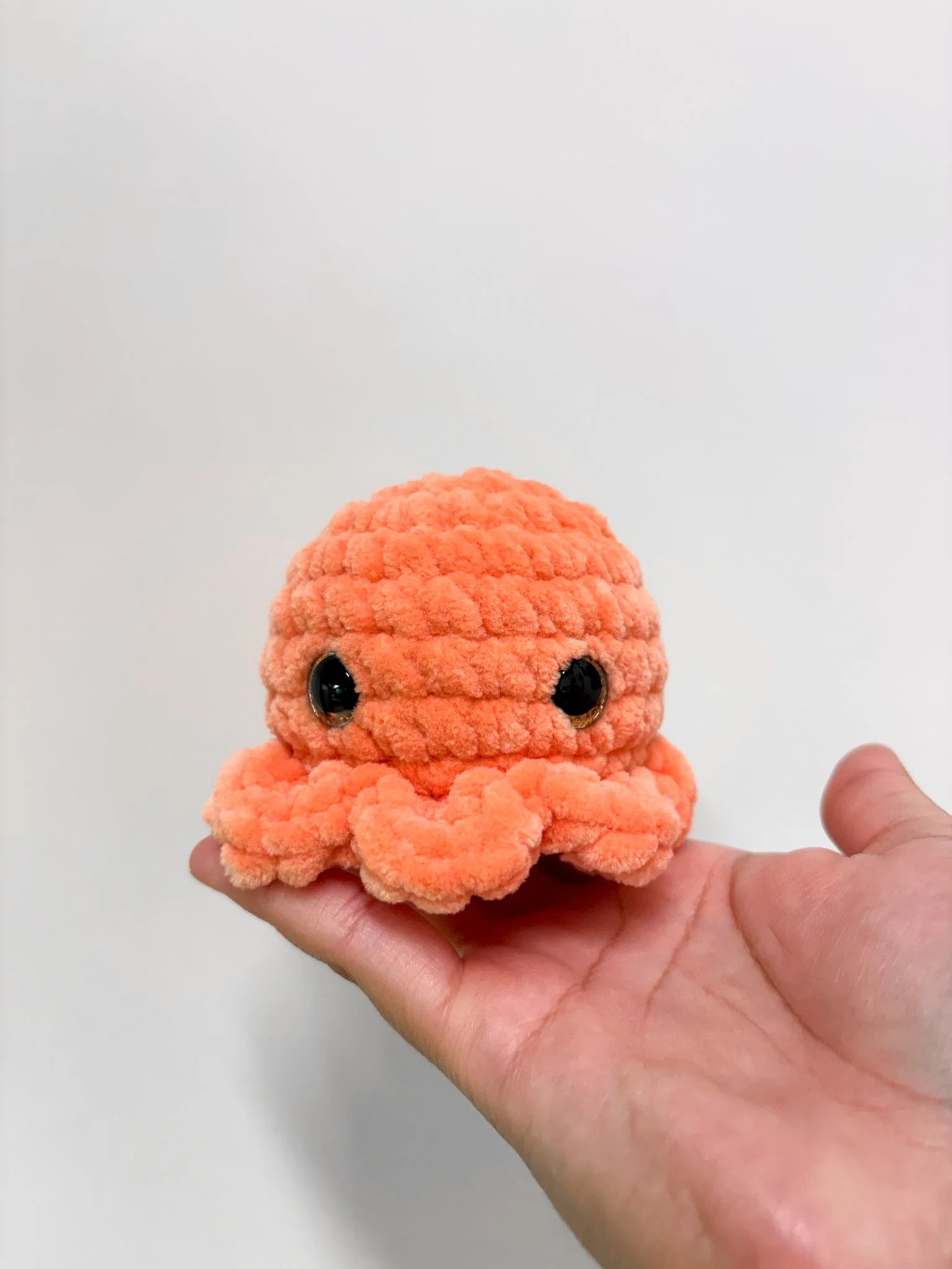 Crochet Octopus - Orange Glitter Eyes