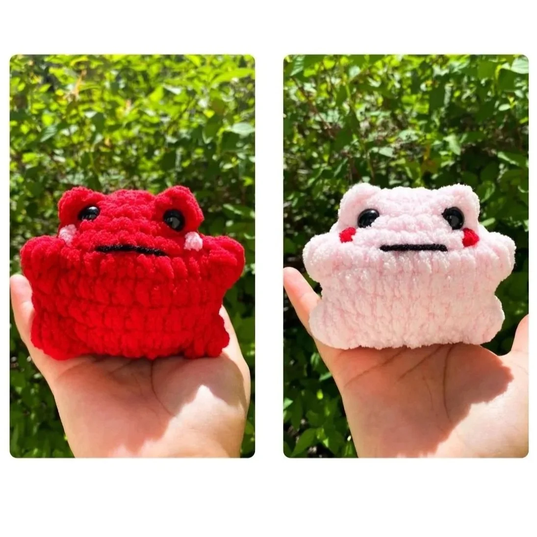 Crochet Chonk Frog - Red and Pink
