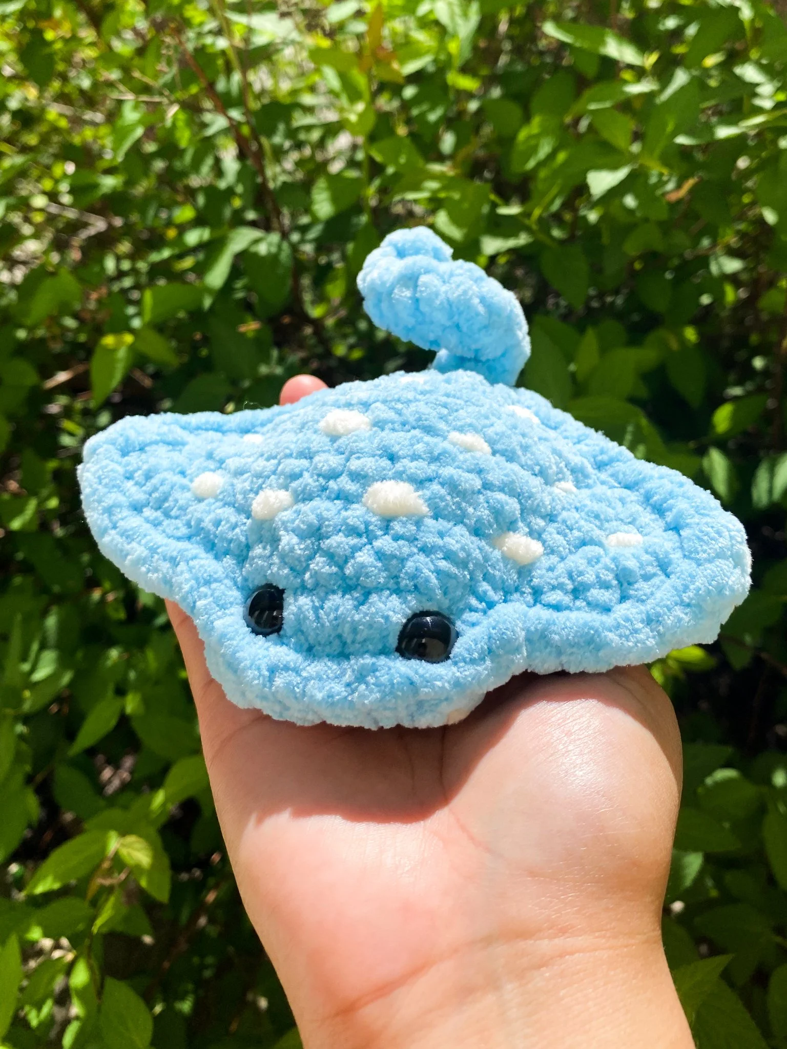 Crochet Manta Ray - Bright Blue