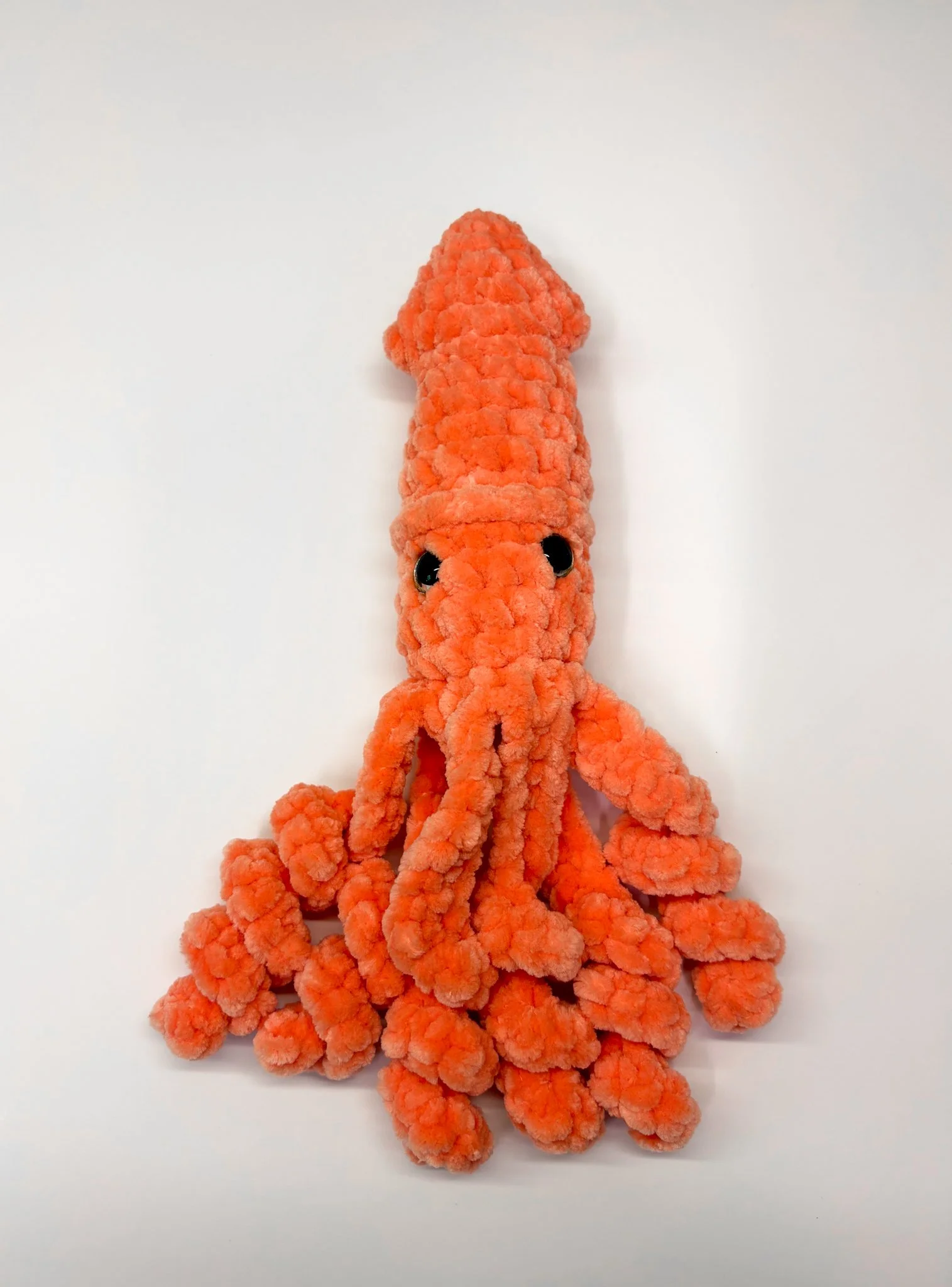 Crochet Squid - Orange with glitter eyes