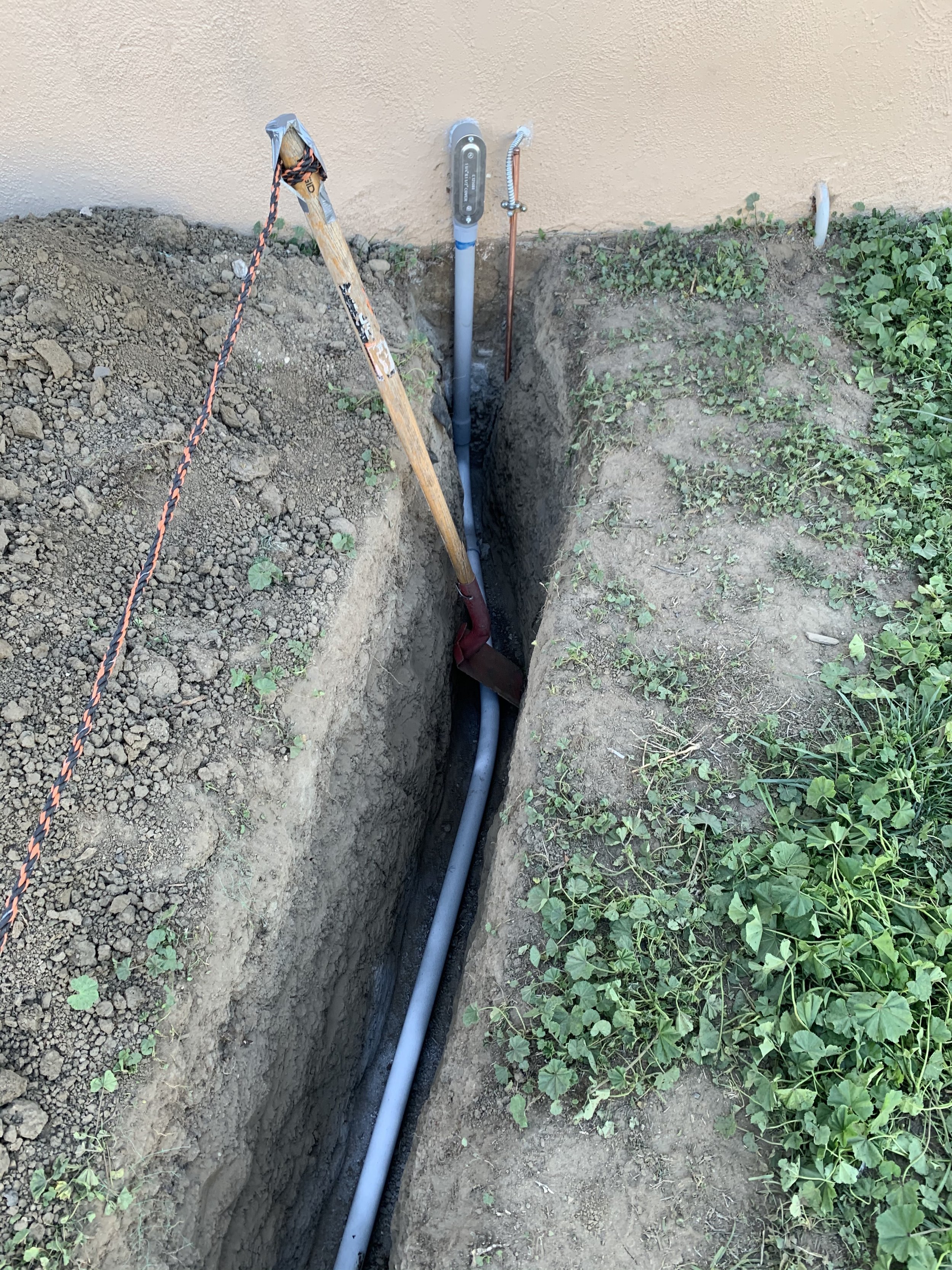 Trench work for Sub Panel feed to Detached Garage