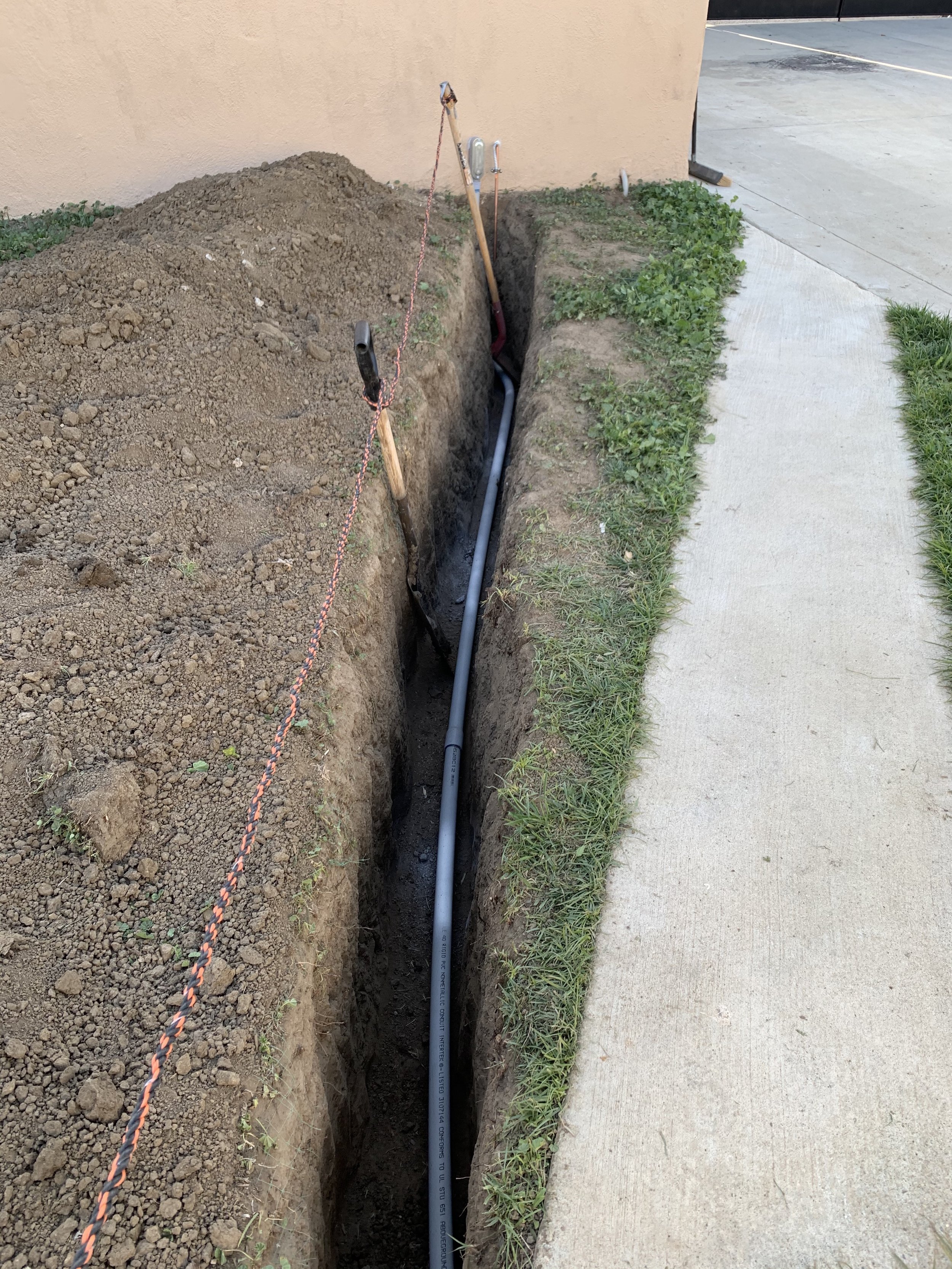 Trench work for Sub Panel feed to Detached Garage