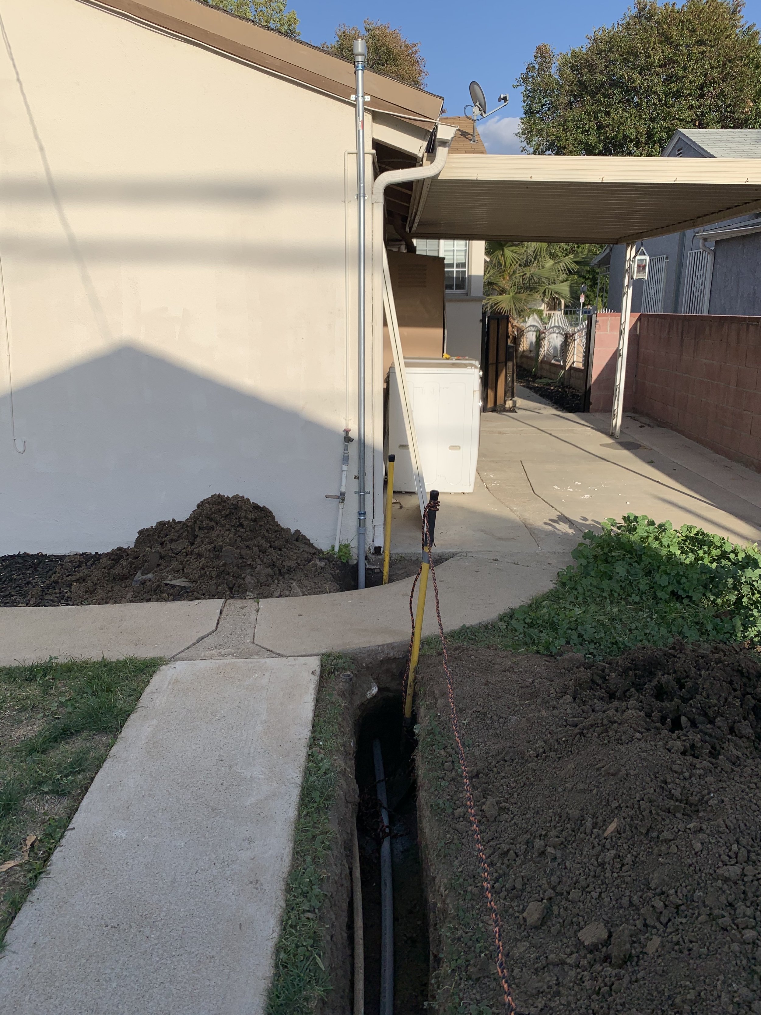 Trench work for Sub Panel feed to Detached Garage