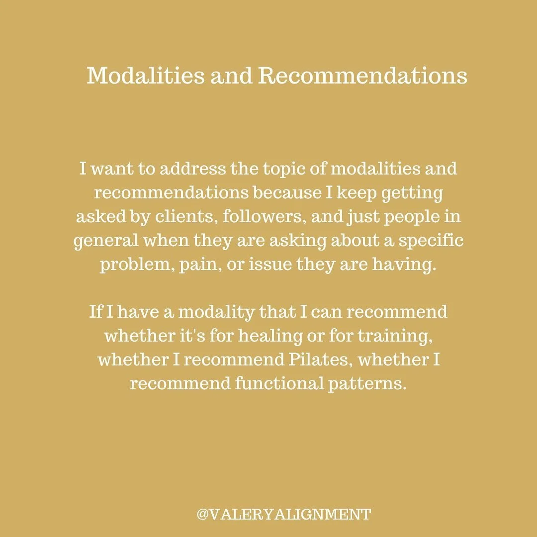 Addressing the topic of modalities and recommendations.

#alignment #valeryalignment #functionalalignment #modalities #modality #recommendations