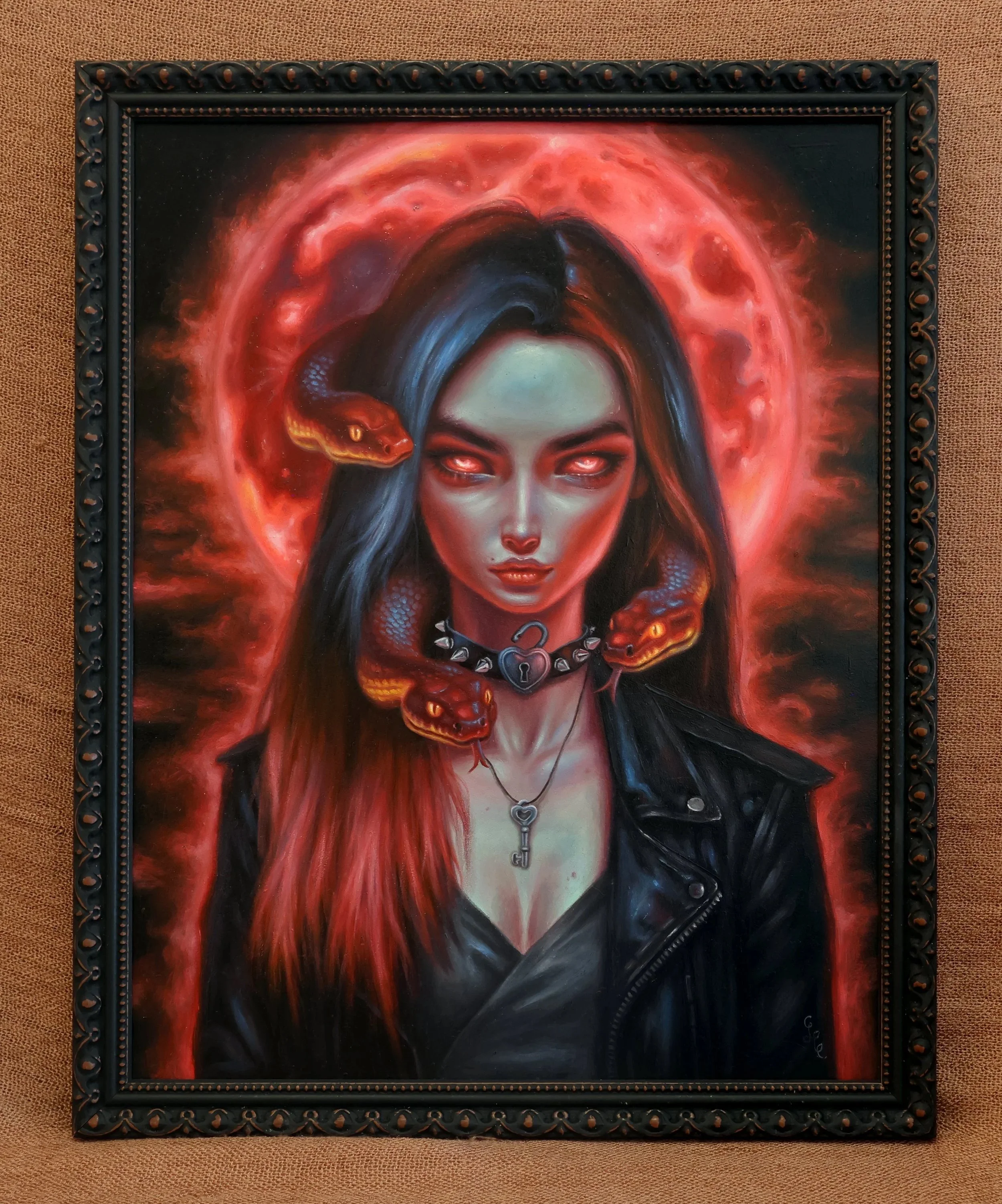 The Fire Gorgon (12x15.3 Framed) Oil On Gessobord