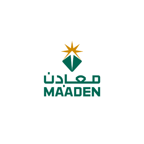 Logo with a star above a geometric shape and the text 'MAADEN' in English and Arabic
