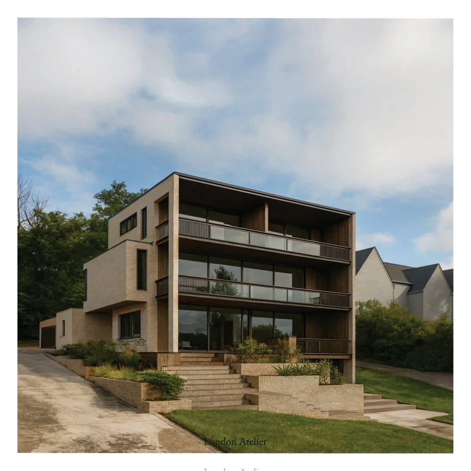 House on the Hill
Responding to the site&rsquo;s natural slope, the house unfolds through a series of stepped volumes aligned with the landscape. Generous glazing brings light deep into the interior and establishes a strong visual connection to the s
