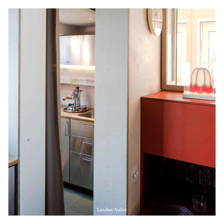 This two-storey 1960s house in Ham was completely reconfigured to create flowing open-plan spaces, bespoke joinery and a triple-height staircase flooded with daylight. A contemporary home shaped by light, flexibility and craft. Here a detail shot loo